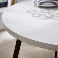 Zuri 4 Seater Round Dining Table, Concrete Effect -Online Furniture Store 30829513 alt02