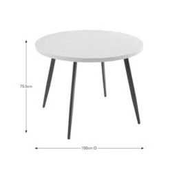 Zuri 4 Seater Round Dining Table, Concrete Effect -Online Furniture Store 30829513 alt09