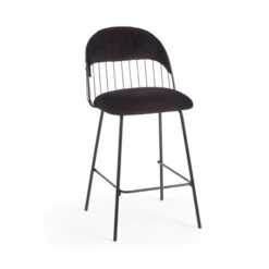 Marcela Velvet Bar Stool, Black -Online Furniture Store 30829685 alt04