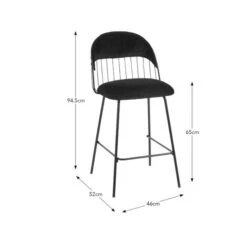 Marcela Velvet Bar Stool, Black -Online Furniture Store 30829685 alt09