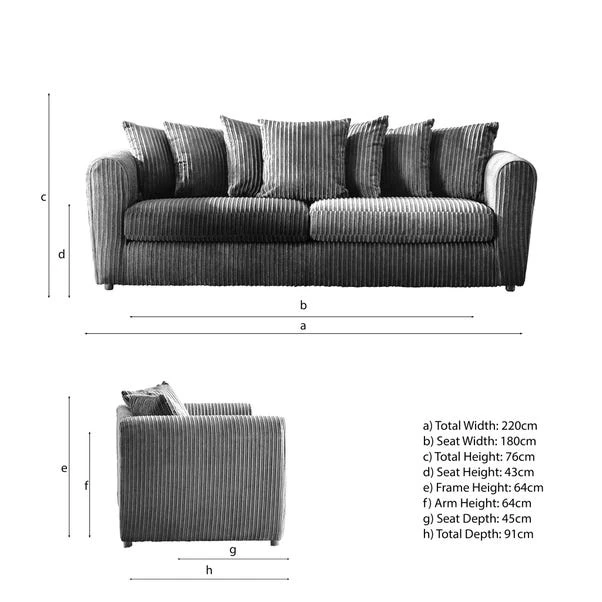 Blake Curved Arm Scatter Back Jumbo Cord 4 Seater Sofa 12 Blake Curved Arm Scatter Back Jumbo Cord 4 Seater Sofa - Image 10