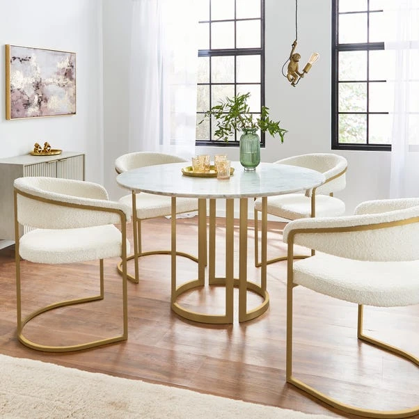 Sascha 4 Seater Round Dining Table, Marble 3 Sascha 4 Seater Round Dining Table, Marble