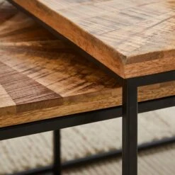 Zayn Starburst Pattern Nest Of Coffee Tables, Mango Wood -Online Furniture Store 30844422 alt02