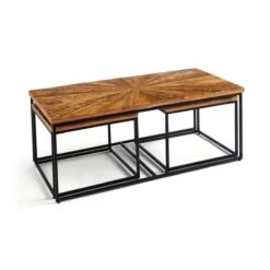 Zayn Starburst Pattern Nest Of Coffee Tables, Mango Wood -Online Furniture Store 30844422 alt04