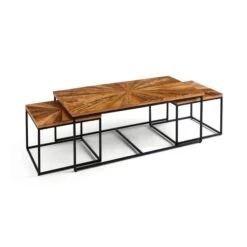 Zayn Starburst Pattern Nest Of Coffee Tables, Mango Wood -Online Furniture Store 30844422 alt06