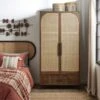 Mila Rattan Double Wardrobe, Dark Mango Wood -Online Furniture Store 30847498