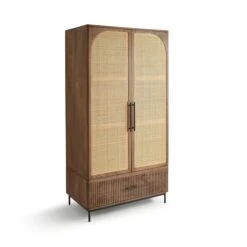 Mila Rattan Double Wardrobe, Dark Mango Wood -Online Furniture Store 30847498 alt08