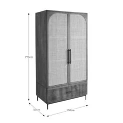 Mila Rattan Double Wardrobe, Dark Mango Wood -Online Furniture Store 30847498 alt09