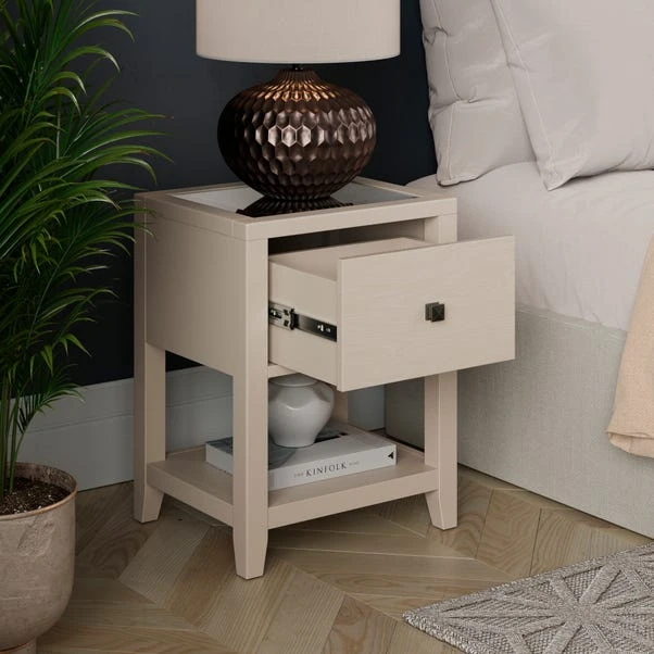 Malone 1 Drawer Slim Bedside Table, Warm Grey 4 Malone 1 Drawer Slim Bedside Table, Warm Grey - Image 2