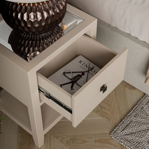 Malone 1 Drawer Slim Bedside Table, Warm Grey 7 Malone 1 Drawer Slim Bedside Table, Warm Grey - Image 5
