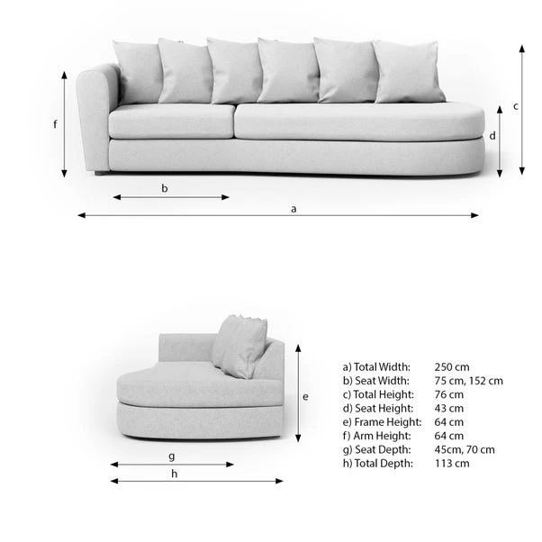 Blake Curved Arm Scatter Back Soft Texture Corner Chaise 22 Blake Curved Arm Scatter Back Soft Texture Corner Chaise - Image 20