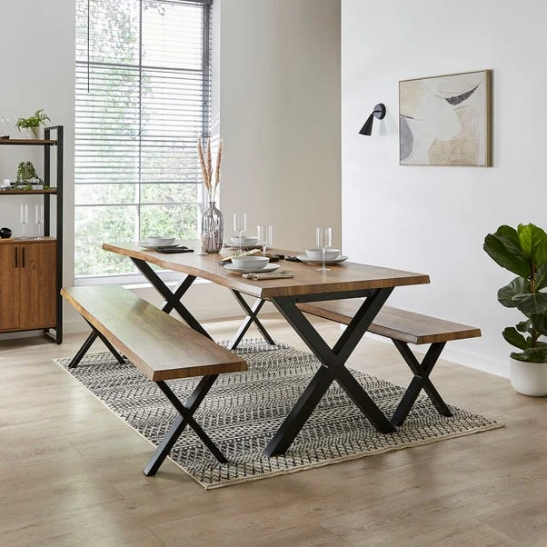 Ezra Large 8 Seater Dining Bench Set, 220cm 3 Ezra Large 8 Seater Dining Bench Set, 220cm