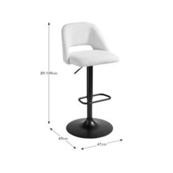 Jonas Adjustable Height Bar Stool, Ivory Boucle -Online Furniture Store 30851446 alt09