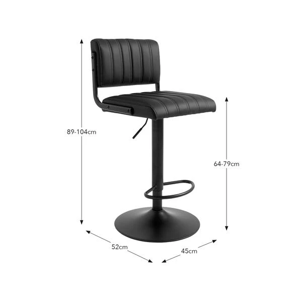 Rhys Height Adjustable Bar Stool, PU 7 Rhys Height Adjustable Bar Stool, PU - Image 5