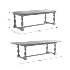 Bridget 6-8 Seater Rectangular Extendable Dining Table, Whitewash Mango Wood -Online Furniture Store 30857944 alt09