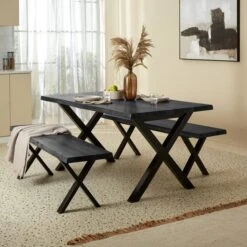Ezra 6 Seater Rectangular Dining Table With 2 Benches 32 Ezra 6 Seater Rectangular Dining Table With 2 Benches -Online Furniture Store 30857949