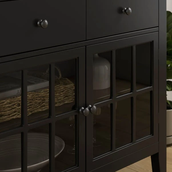 Lynton Small Glazed Sideboard, Black 6 Lynton Small Glazed Sideboard, Black - Image 4