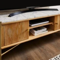 Alina Fluted Wide TV Unit, Mango Wood Fo TVs Up To 60" 11 Alina Fluted Wide TV Unit, Mango Wood Fo TVs Up To 60" -Online Furniture Store 30859818 alt02
