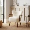 Eliza Ivory Borg Wooden Arm Cocktail Chair -Online Furniture Store 30866432