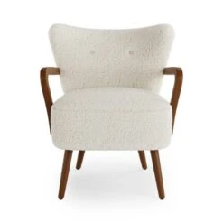 Eliza Ivory Borg Wooden Arm Cocktail Chair -Online Furniture Store 30866432 alt05
