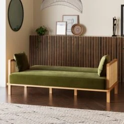 Lila Wicker And Velvet Clic Clac Double Sofa Bed -Online Furniture Store 30866442 alt02