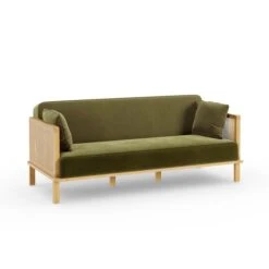 Lila Wicker And Velvet Clic Clac Double Sofa Bed -Online Furniture Store 30866442 alt06
