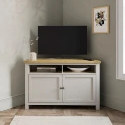 Olney High Corner TV Unit, Stone For TVs Up To 50"