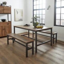 Fulton 6 Seater Rectangular Dining Table With 2 Benches