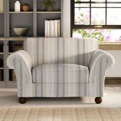 Angus Striped Linen Snuggle Chair -Online Furniture Store 30869752