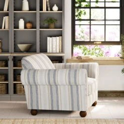 Angus Striped Linen Snuggle Chair -Online Furniture Store 30869752 alt02
