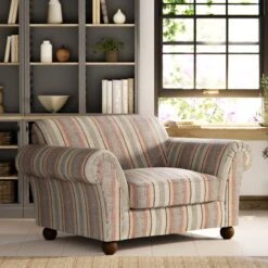 Angus Striped Linen Snuggle Chair -Online Furniture Store 30869753 alt01