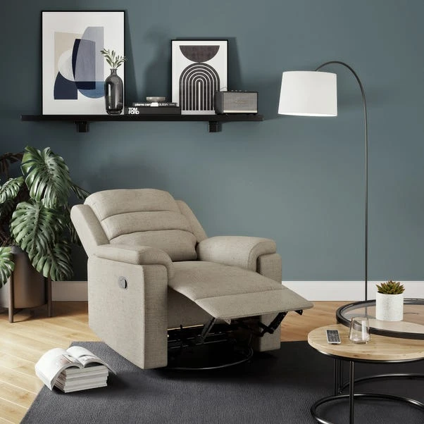 Taylor Chunky Chenille Manual Recliner Armchair, Dark Natural 4 Taylor Chunky Chenille Manual Recliner Armchair, Dark Natural - Image 2