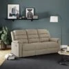 Taylor Chunky Chenille Manual Recliner 3 Seater Sofa, Dark Natural -Online Furniture Store 30869880
