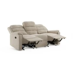 Taylor Chunky Chenille Manual Recliner 3 Seater Sofa, Dark Natural -Online Furniture Store 30869880 alt05
