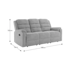 Taylor Chunky Chenille Manual Recliner 3 Seater Sofa, Dark Natural -Online Furniture Store 30869880 alt09