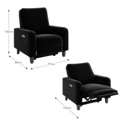 Beatrice Matte Velvet Power Recliner Armchair, Luxe Navy -Online Furniture Store 30869981 alt09