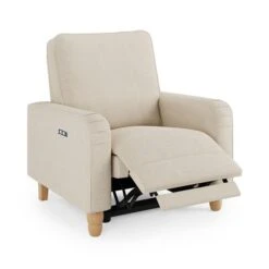 Beatrice Luna Fabric Power Recliner Armchair, Natural -Online Furniture Store 30869982 alt07