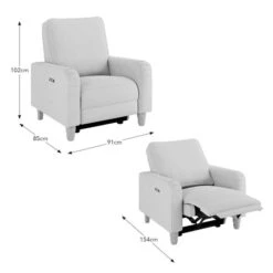 Beatrice Luna Fabric Power Recliner Armchair, Natural -Online Furniture Store 30869982 alt09