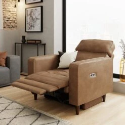 Zoe Faux Leather Power Recliner Armchair, Mocha -Online Furniture Store 30869987 alt02