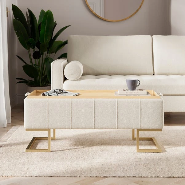 Holland Tray Table Ottoman, Ivory Sherpa 3 Holland Tray Table Ottoman, Ivory Sherpa