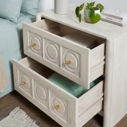 Theodore 2 Drawer Wide Bedside Table, Mango Wood -Online Furniture Store 30872717 alt02