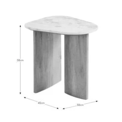 Arya Oval Side Table, Mango Wood And Real Marble -Online Furniture Store 30872727 alt09