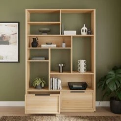 Hardy Wide Bookcase With 2 Drawers, Oak Effect 11 Hardy Wide Bookcase With 2 Drawers, Oak Effect -Online Furniture Store 30874521 alt01