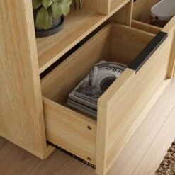 Hardy Wide Bookcase With 2 Drawers, Oak Effect 12 Hardy Wide Bookcase With 2 Drawers, Oak Effect -Online Furniture Store 30874521 alt02