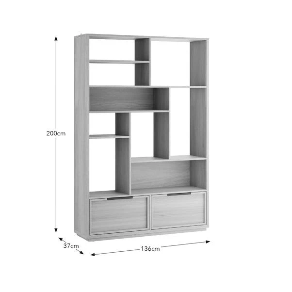 Hardy Wide Bookcase With 2 Drawers, Oak Effect 10 Hardy Wide Bookcase With 2 Drawers, Oak Effect - Image 8