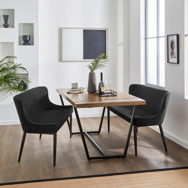 Montreal 2 Seater Dining Bench, Velvet, 133cm 3 Montreal 2 Seater Dining Bench, Velvet, 133cm