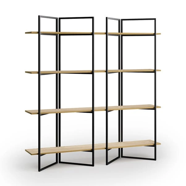 Ramson Tall And Wide Shelving Unit, Oak And Black 8 Ramson Tall And Wide Shelving Unit, Oak And Black - Image 6