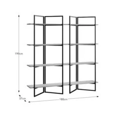 Ramson Tall And Wide Shelving Unit, Oak And Black 15 Ramson Tall And Wide Shelving Unit, Oak And Black -Online Furniture Store 30878042 alt09