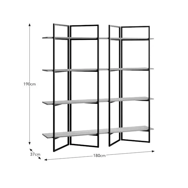 Ramson Tall And Wide Shelving Unit, Oak And Black 9 Ramson Tall And Wide Shelving Unit, Oak And Black - Image 7