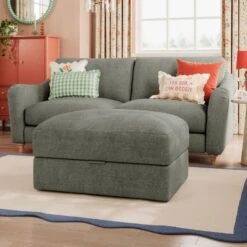 Hattie Tonal Plush Chenille Storage Footstool -Online Furniture Store 30886186